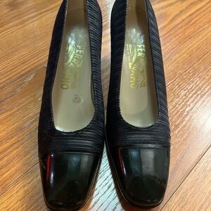 Salvatore Ferragamo Navy and Black Heels
